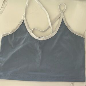 Shein crop top tank, blue and white